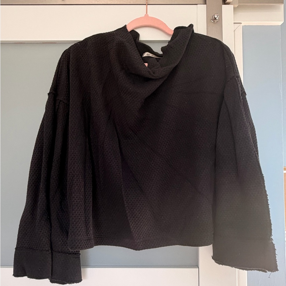 We The Free Black Cowl Neck Top